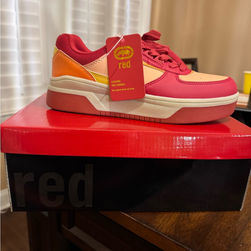 Red World Famous Rhino Brand Red & Orange Sneakers
